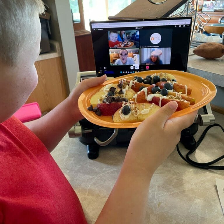 Jamie shows off his finished recipe.